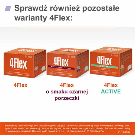4 Flex 4 Flex Protect - Kolagen Fortigel® + wapń + witamina D, proszek w saszetkach, 30 sztuk