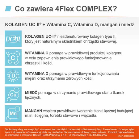 4Flex Complex kapsułki - Kolagen + Witamina C, Witamina D, Mangan i Miedź, 30 sztuk