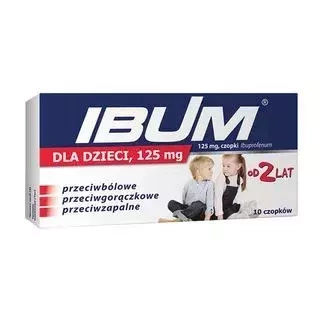 Ibum dla dzieci czopki 125mg, 10 sztuk  DATA WAŻNOŚCI 03.2026r.