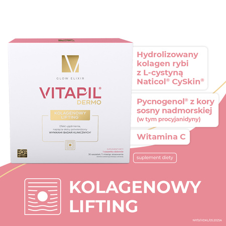 Vitapil Dermo Kolagenowy Lifting, saszetki o smaku cytrynowo-limonkowym, 30 sztuk