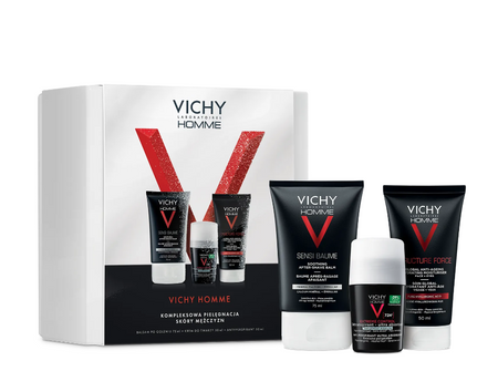Vichy Homme Zestaw dla Mężczyzn: Balsam po goleniu 75ml + Krem do twarzy 50ml + Antyperspirant [72H] 50ml