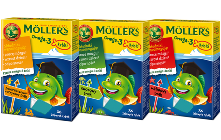 MOLLER'S OMEGA-3 RYBKI smak malinowy x 36 żelek