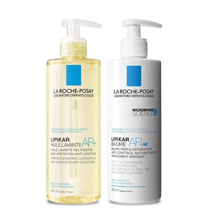 LA ROCHE-POSAY Zestw Lipkar: Cleansing Oil AP+ Olejek myjący 400ml + Baume AP+M Balsam 400ml