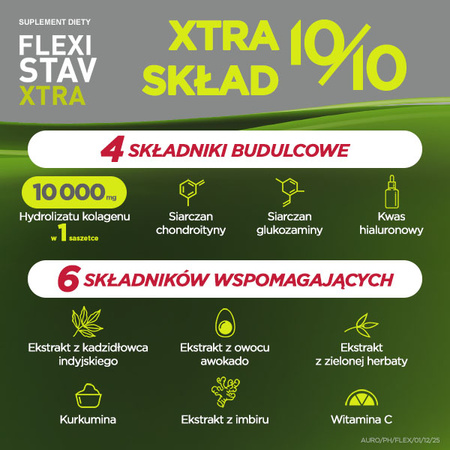 FlexiStav Xtra saszetki na zdrowe i mocne stawy, o smaku porzeczkowo-żurawinowym, 30 sztuk