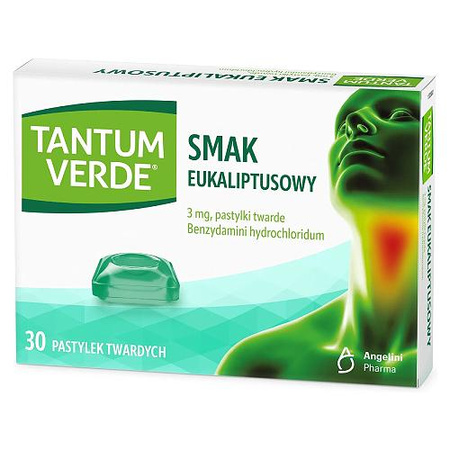 Tantum Verde pastylki do ssania 3mg - smak eukaliptusowy, 30 sztuk