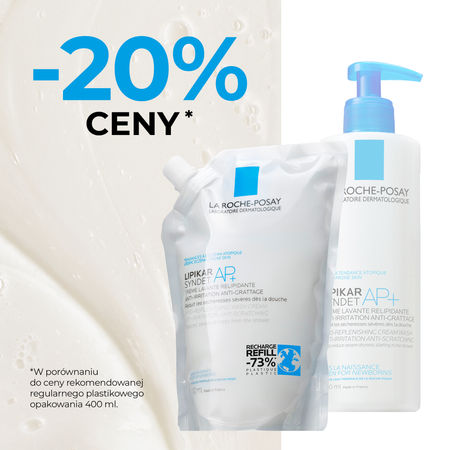 LA ROCHE-POSAY Lipikar Syndet AP+ Ultradelikatny krem myjący do ciała, opakowanie uzupełniające Refill, 400ml