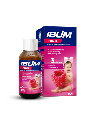 Ibum Forte 200mg/5ml zawiesina doustna o smaku malinowym, 100g