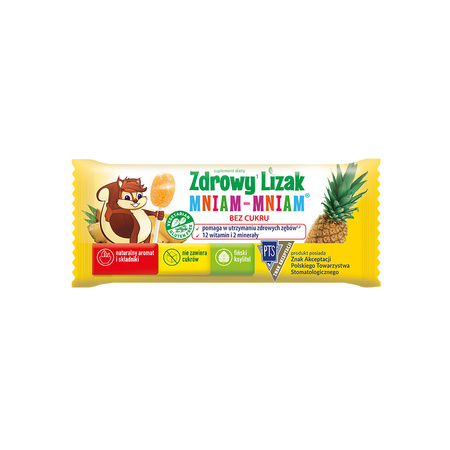 Zdrowy Lizak MNIAM-MNIAM Witaminy i Minerały, smak ananasowy, 1 sztuka