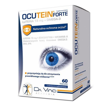 Ocutein Forte Luteina 15mg + Omega-3, 60 kapsułek DATA WAŻNOŚCI 02.04.2026 