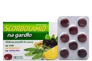 SCORBOLAMID NA GARDŁO x 16 pastylek do ssania