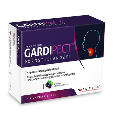 Gardipect porost islandzki - pastylki do ssania o smaku czarnej porzeczki, 24 sztuki