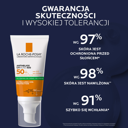 LA ROCHE-POSAY Anthelios Żel-krem do twarzy przeciw błyszczeniu SPF50+, 50ml