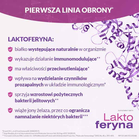 Laktoferyna kapsułki 100mg – wsparcie odporności w czasie osłabienia organizmu, 15 sztuk