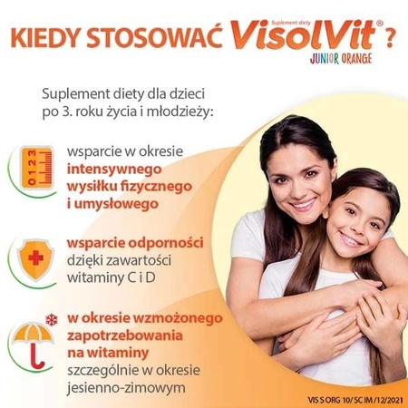 VISOLVIT JUNIOR Orange dla dzieci po 3 r.ż., musujący proszek o smaku pomarańczowym x 10 saszetek