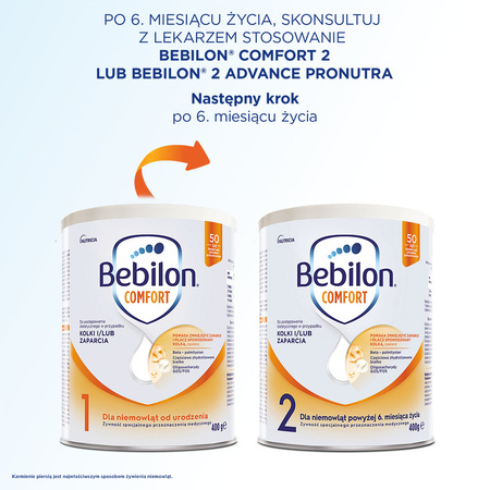 Bebilon Comfort 1, żywność specjalnego przeznaczenia medycznego dla niemowląt od urodzenia, 400 g
