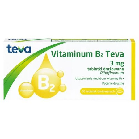 VITAMINUM B2 TEVA 3 mg x 50 tabletek drażowanych
