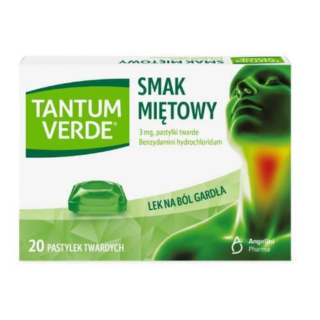 Tantum Verde pastylki do ssania 3mg - smak miętowy, 20 sztuk