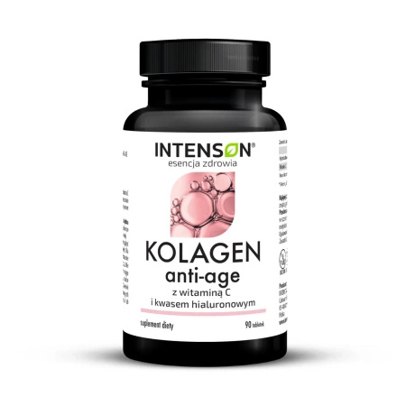 Intenson Kolagen Anti-Age z kwasem hialuronowym i witaminą C 500mg, 90 tabletek