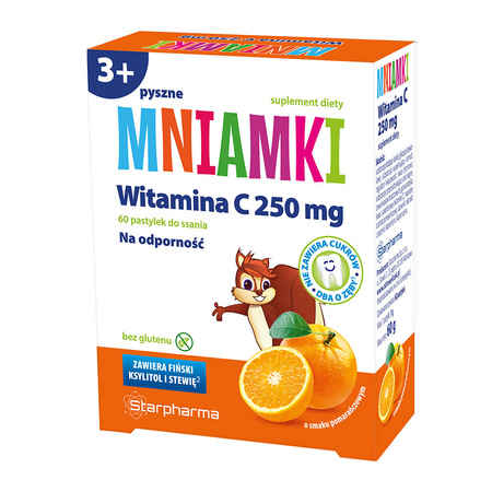 Mniamki Witamina C 250mg - pastylki do ssania o smaku pomarańczowym, 60 sztuk Starpharma