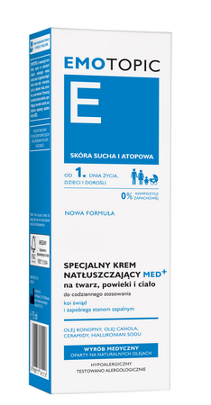 EMOTOPIC Krem natłuszczający MED+ na twarz, powieki i ciało do codziennego stosowania, 75 ml