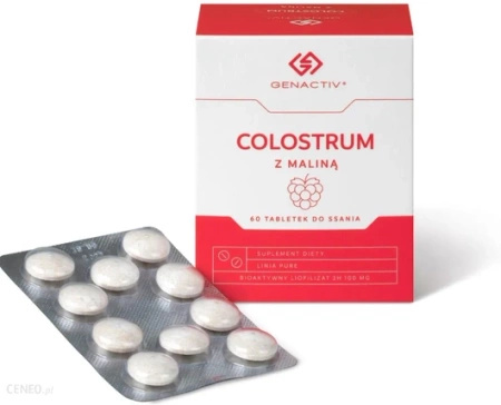 Colostrum Genactiv z Maliną, tabletki do ssania, 60 sztuk