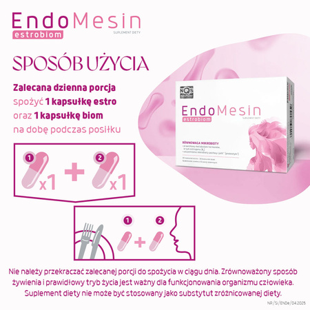 Endomesin Estrobiom - równowaga mikrobioty, 30 kapsułek Esto + 30 kapsułek Biom