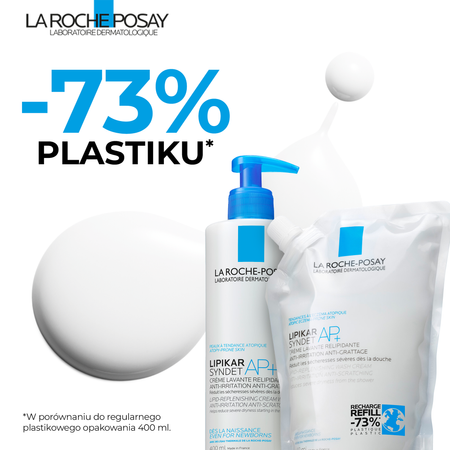 LA ROCHE-POSAY Lipikar Syndet AP+ Ultradelikatny krem myjący do ciała, opakowanie uzupełniające Refill, 400ml