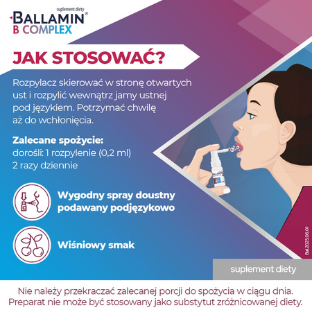 Ballamin B Complex aerozol podjęzykowy o smaku wiśniowym, 15ml