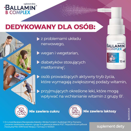 Ballamin B Complex aerozol podjęzykowy o smaku wiśniowym, 15ml