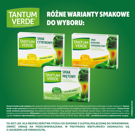 Tantum Verde pastylki do ssania 3mg - smak miętowy, 30 sztuk