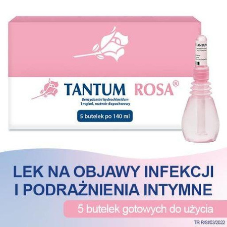 TANTUM ROSA roztwór dopochwowy 140 ml x 5 butelek