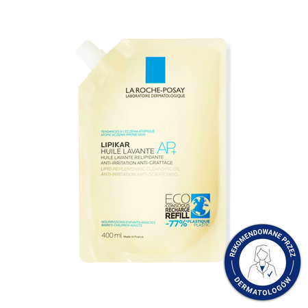 LA ROCHE-POSAY Lipikar AP+ Olejek myjący do ciała, opakowanie uzupełniające Refill, 400ml