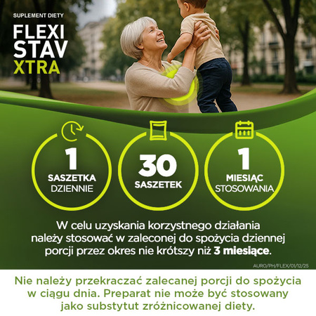 FlexiStav Xtra saszetki na zdrowe i mocne stawy, o smaku porzeczkowo-żurawinowym, 30 sztuk