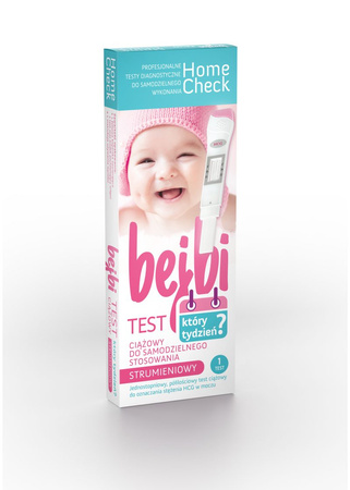 Bejbi - Który Tydzień, test ciążowy strumieniowy o czułości 25 mIU/ml - Home Check, 1 sztuka