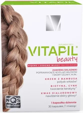 Vitapil beauty kapsułki na gładkie i lśniące włosy, 30 sztuk DATA WAŻNOŚCI 12.2025r.