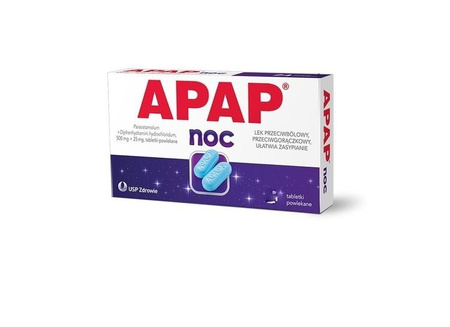 APAP NOC (500 mg + 25 mg) x 12 tabletek powlekanych DATA WAŻNOŚCI 01.2025r.