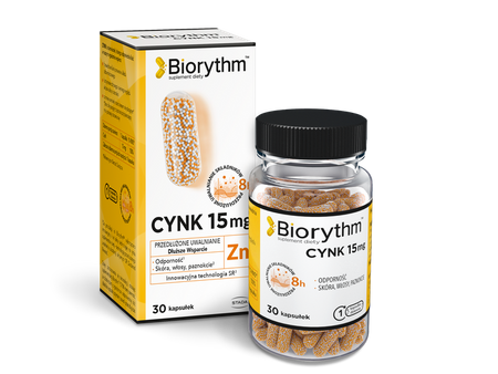 Biorythm Cynk 15 mg, kapsułki o przedłużonym uwalnianiu, 30 sztuk