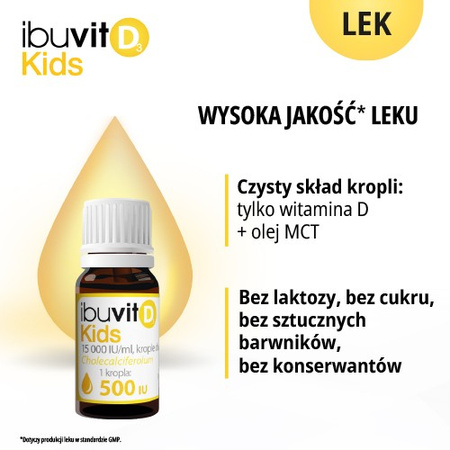 Ibuvit D3 Kids, 15 000 IU/ml, krople doustne, 10ml DATA WAŻNOŚCI 02.2026r.