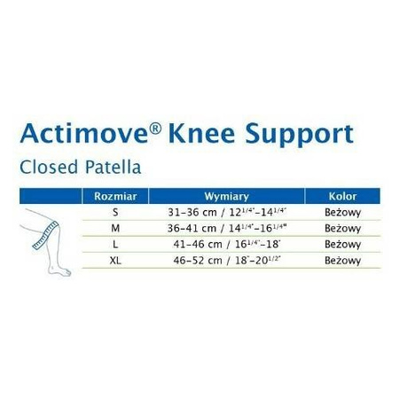 ACTIMOVE Opaska stabilizująca staw kolanowy z zabudowaną rzepką i 2 fiszbinami, rozm. L x 1 sztuka