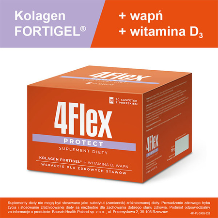 4 Flex 4 Flex Protect - Kolagen Fortigel® + wapń + witamina D, proszek w saszetkach, 30 sztuk