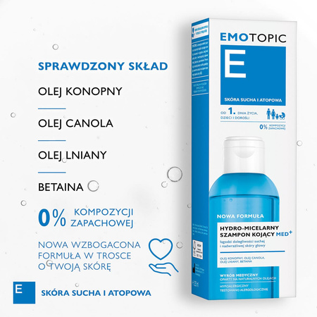 Emotopic Med+ Hydro-micelarny szampon kojący, 250ml