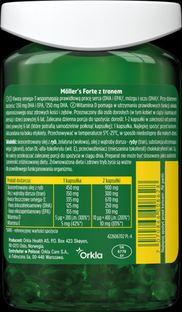 Moller’s Forte z tranem w kapsułkach, 112 sztuk 