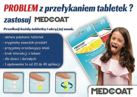Medcoat smak cytrusowy - powłoka ułatwiająca połykanie  tabletek Med Coat, 20 aplikatorów