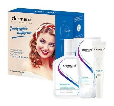 DERMENA Szampon 200 ml + odżywka do włosów 200 ml + serum do paznokci 7 ml