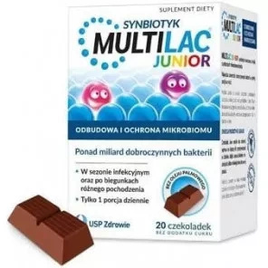 Multilac Junior Probiotyk-czekoladka bez cukru, 20 sztuk 