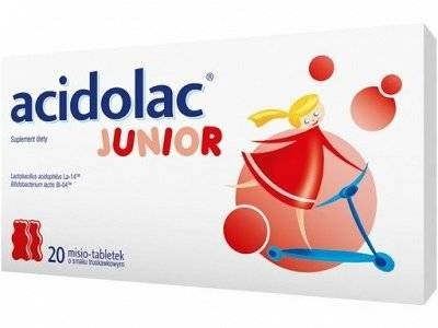 ACIDOLAC Junior x 20 szt. misio-tabletek o smaku truskawkowym