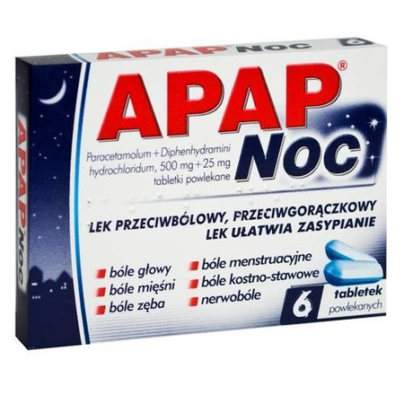 APAP NOC (500 mg + 25 mg) x 6 tabletek powlekanych