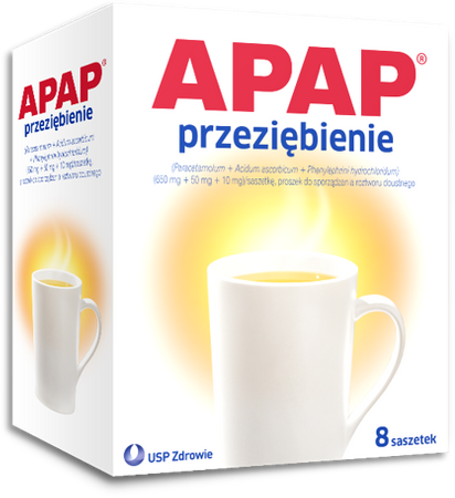 APAP PRZEZIĘBIENIE (650 mg + 50 mg + 10 mg) proszek do sporządzania roztworu doustnego x 8 saszetek