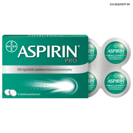 ASPIRIN PRO 500 mg x 8 tabletek powlekanych