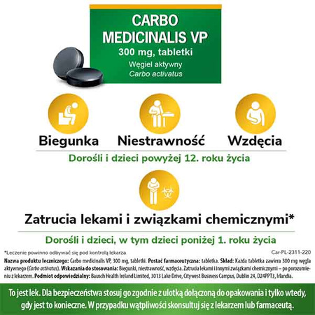 Carbo medicinalis VP 300mg x 20 tabletek